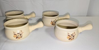 Set Of 4 Vintage Floral Design Crocks