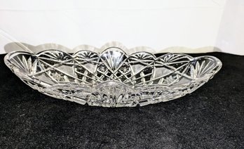 Oblong Cut Crystal Serving Bowl With Scallop Edges