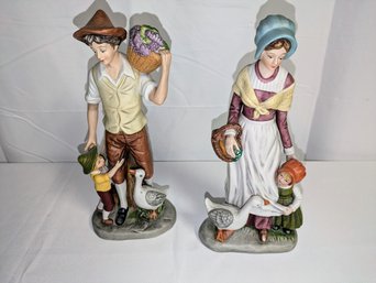 Vintage Pair Of Farm Family Statues