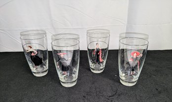Vintage Set Of 4  Fashion Lady Design Tumbler Glassware