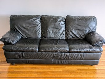 Black 3 Cushion Leather Couch