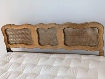 Vintage Cane Detail & Wood Headboard Only- No Mattress