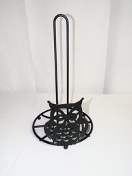 Black Metal Owl Design Paper Towel Holder