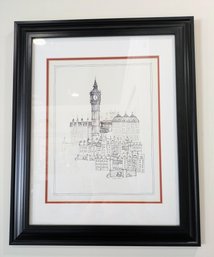 Framed & Signed Avery Tillmon, Big Ben, Fine Art Ink Drawing