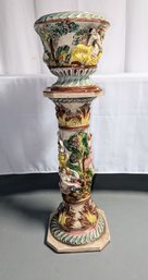 Capodimonte Marked Ceramic Italian Jardiniere & Stand C1940s