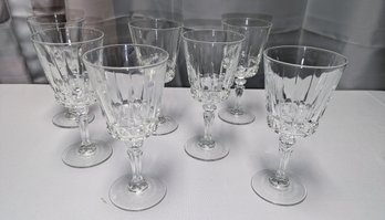 Set Of 7 Cut Crystal Wine Glasses