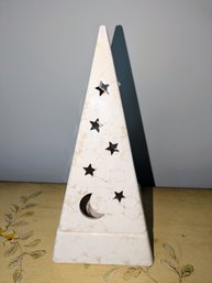 Partylite Ceramic Moon & Stars Pyramid Tea Light Candle Holder