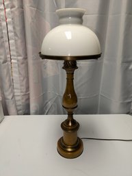 Vintage Brass, Metal & Glass Table Lamp  - Round Base