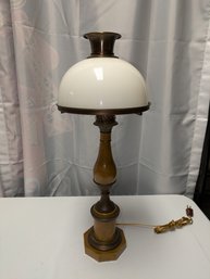 Vintage Brass, Metal & Glass Table Lamp  Hexagon Base