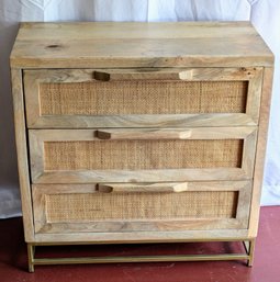 3 Drawer Powell Wood Console With Metal Base