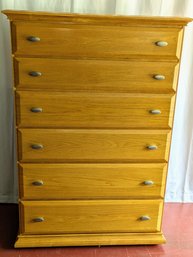 River's Edge 6 Drawer Oak Finish Wood Dresser/Highboy