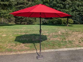 Large Red Hampton Bay Umbrella With Stand