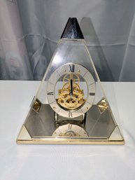 Vintage Seiko Pyramid Quartz Skeleton Clock In Lucite Case - Model QAW109G