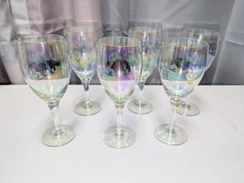 Set Of 6 Iridescent Wine Glasses