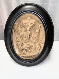 Framed Vintage Sculpture ' Crucifixion Of Christ'