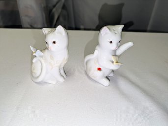 Vintage Lenox Cat With Butterfly Salt & Pepper Shaker Set
