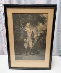Vintage General Green Print Of An Etching