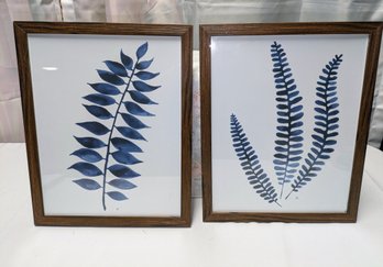 Pair Of Blue Leaf Design Pictures