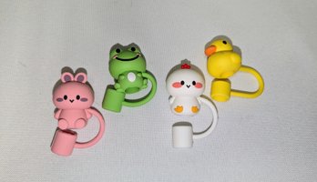 Set Of 4 Animal Straw Toppers