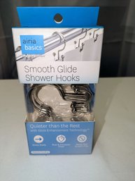 Set Of 12 New In Box Airia Basic Chrome Shower Hooks