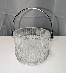 Glass Art Glass With Stainless Handle Little Ice Bucket