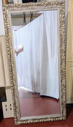 Large Resin Faux Carved Wood Design Detail Floor Or Wall Mirror