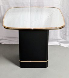 Vintage Black Lacquer & Mirrored Top MCM End Table