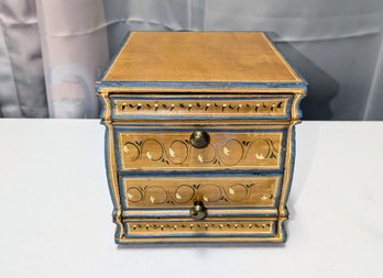 Vintage 2 Drawer Wood Hand Painted Trinket/Jewelry Box