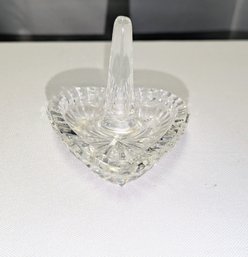 Waterford Marked Cut Crystal Heart Shaped Ring Holder