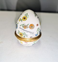 Enamel Floral & Inspiring Words Egg Shaped Trinket Box