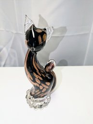 Vintage MCM Glass Art Cat