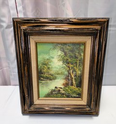 Vintage Ornate Framed & Signed I. Cafieri, Oil Painting On Board -Tranquil River Landscape