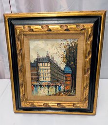 Vintage Double Framed, Signed Calland, Parisian Street Scene Oil On Canvas