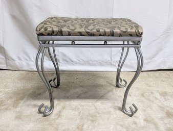 Gray Metal And Fabric Vanity Seat