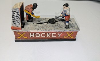 Vintage Cast Iron Ice Hockey Bank