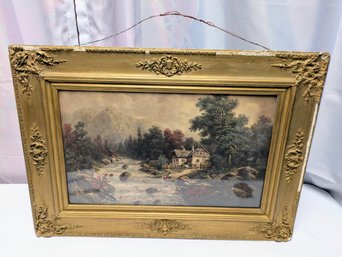 Signed, Antique Framed Acrylic Painting On Board
