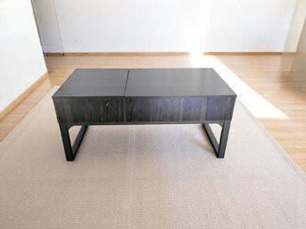 Lifting Top Coffee Table With Hidden Storage Compartment - Dark Gray Wood Tone Finish