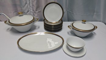 Various Vintage Bavaria, German Hanvel China, Cobalt Blue & Gilded Gold Accent Serving Pieces  - 20 Pieces