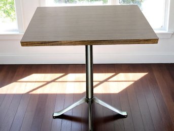 Vintage Veneered Square Table Top With Metal Base