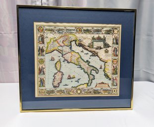 Framed Map Of Italy From 1620 - Reproduction - Nova Italia Delineatio - Ediz PV 7