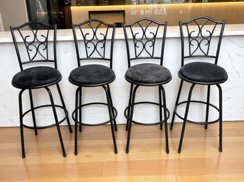 Set Of (4) Tonyhouse Mfg., Co., Ltd,  360 Degree Swivel Counter Height Black Metal Stools