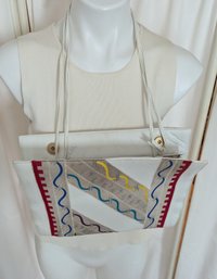 Patchwork White Leather And Suede By Zushi Multicolor Shoulder Bag/Purse