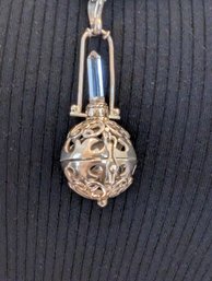 Silver Tone Hinged Harmony Ball/Angel Caller Necklace