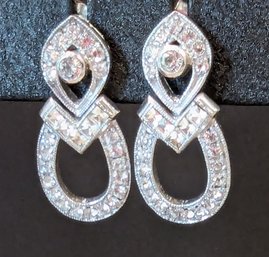 Stunning High Quality Sterling & CZ Crystal Drop Earrings
