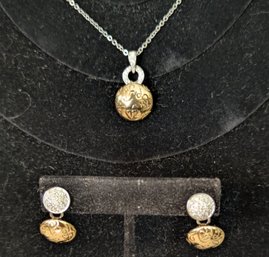 Lovely Set Of Sterling Pendent With Matching Earrings With 18kt. Vermeil
