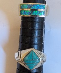 Simulated Lab Created Teal Opal Ring
