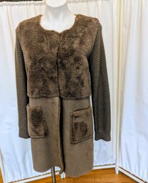 Super Warm Faux Shearling Fur /Suede Long Sweater