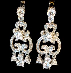 Beautiful CZ Chandelier Style Pierced Earrings