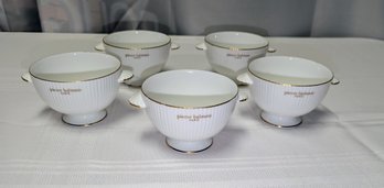 Set Of (5) Porcelain Pierre Balmain, Paris, Dbl. Handled Soup Cups, Produced By Japanese Ceramics Co.,  Yamaka