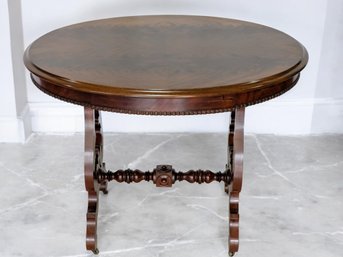 Antique/Vintage Oval Carved Accent Table Belived To Be Mahogany Or Walnut
